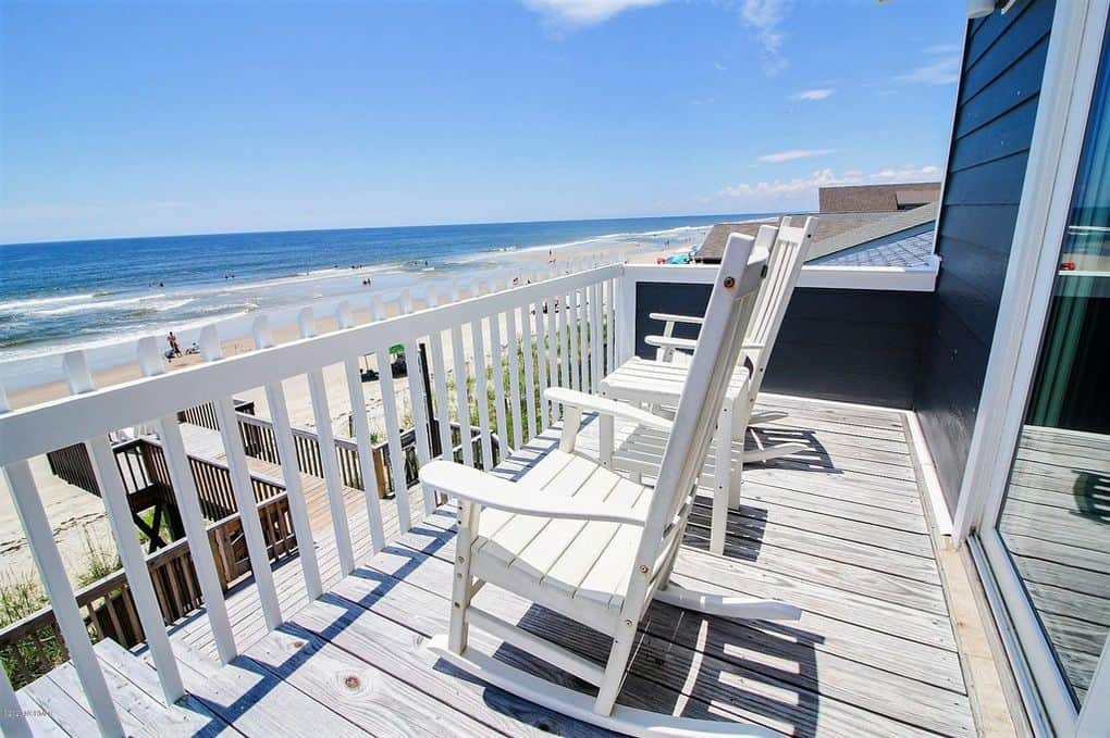 Rocking chairs on the oceanfront deck